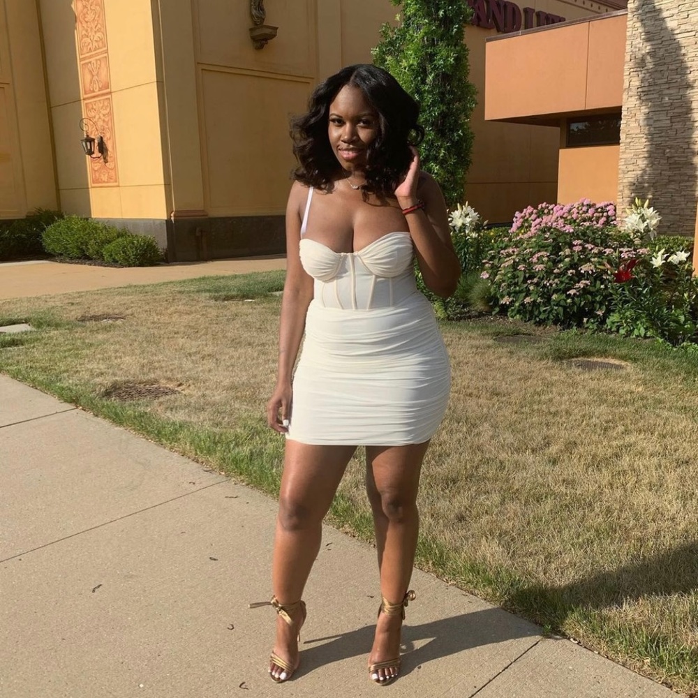Ivory mesh layered dress